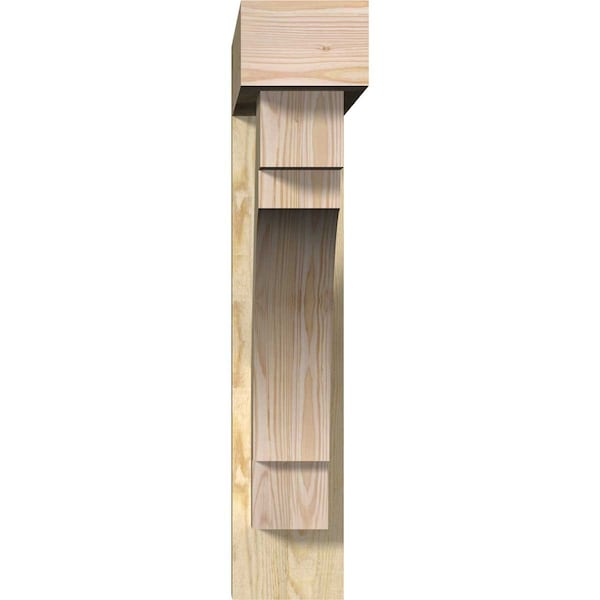 Merced Block Rough Sawn Bracket W/ Offset Brace, Douglas Fir, 6W X 30D X 30H